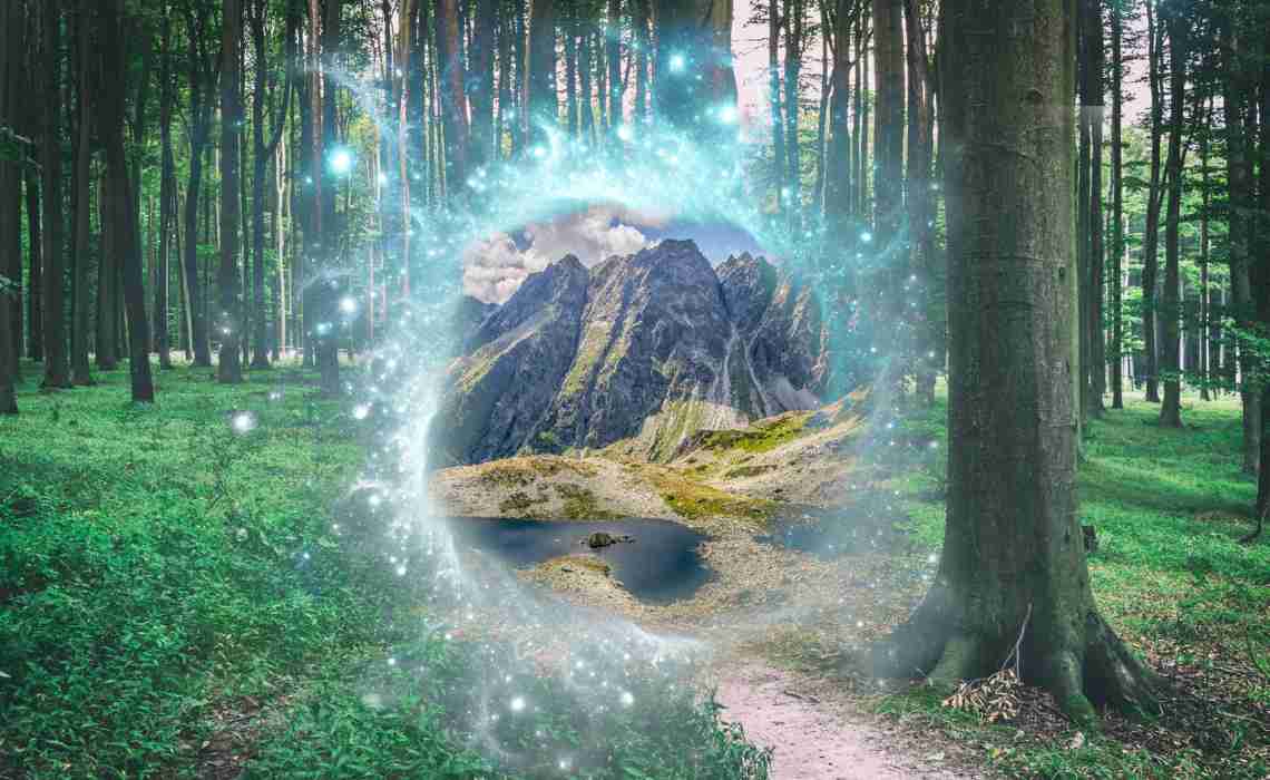 getting transported to a different reality through a portal, using this shifting technique.